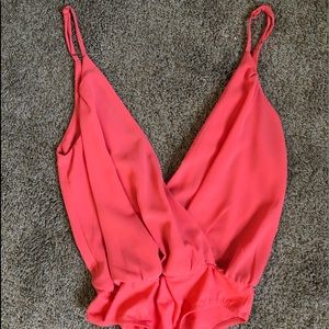 Coral Deep V Drapey Bodysuit